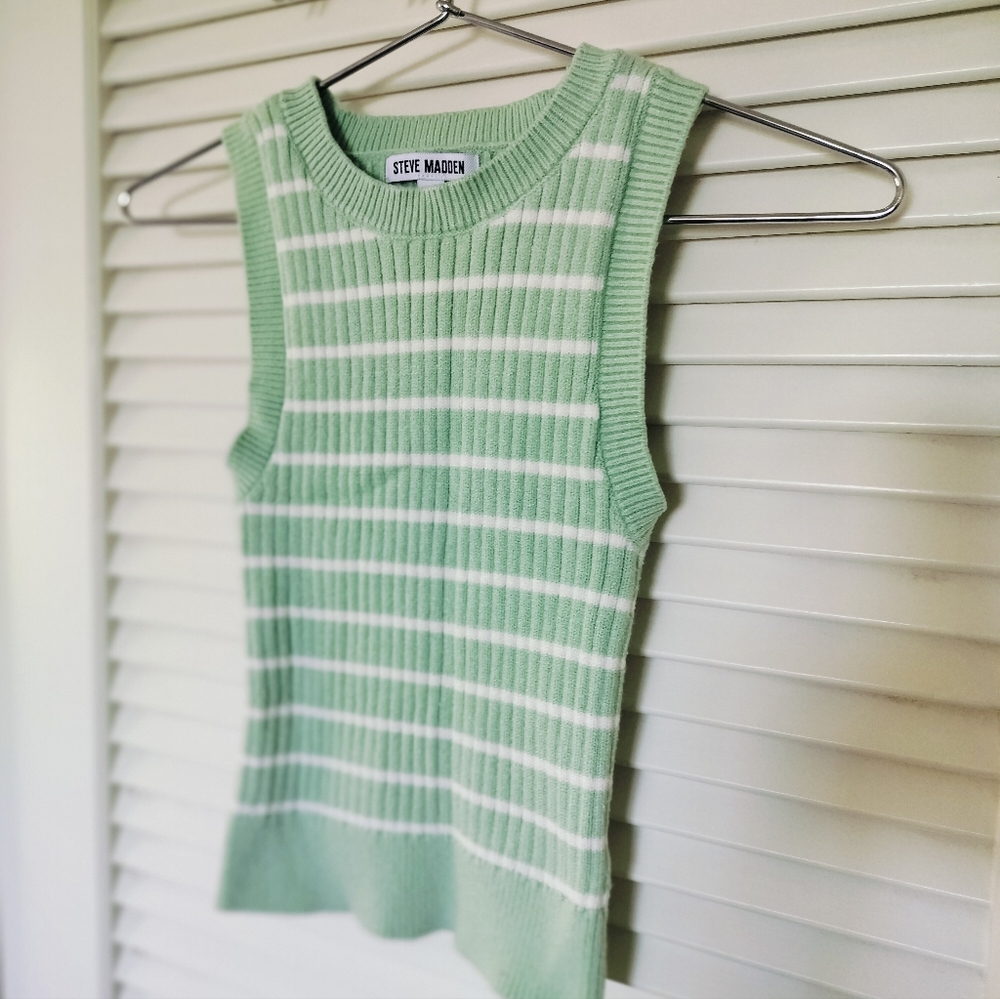 Steve Madden Mint and White Striped Knit Tank Size XS